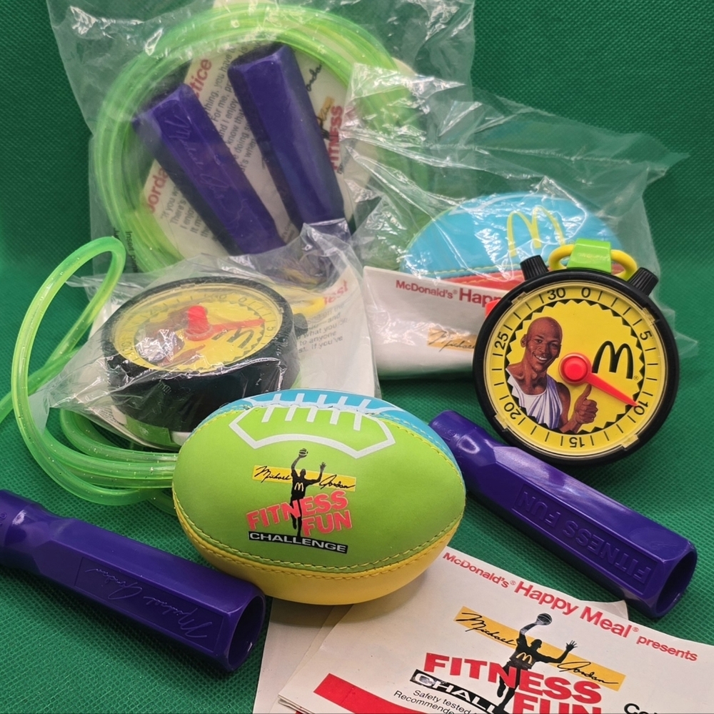 Lot of 6 Vintage 1991 McDonalds Michael Jordan Fitness Fun Happy Meal Toys